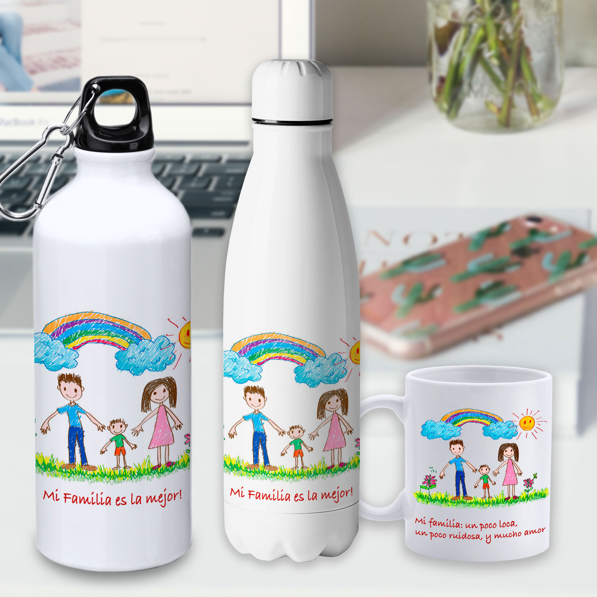 Botella Happy Personalizada con Dibujo Infantil 