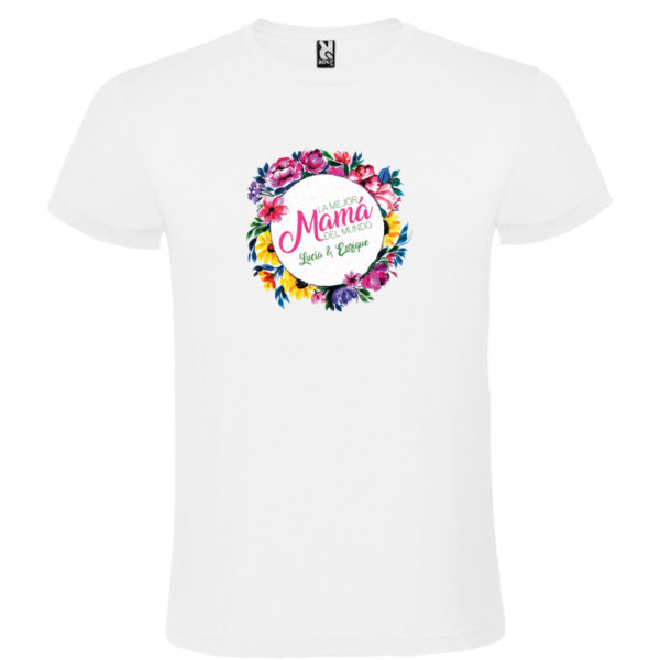 Camiseta personalizada "Flores para Mamá" - blanca