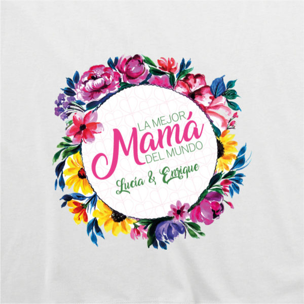 Camiseta personalizada "Flores para Mamá" dibujo - blanca