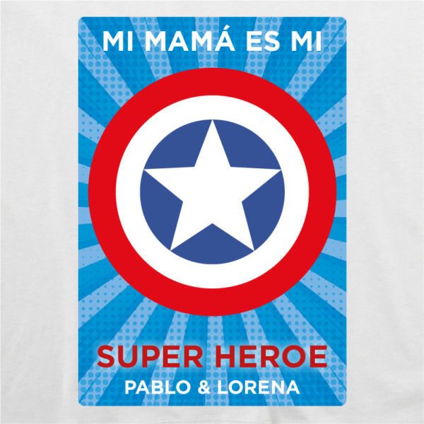 Camiseta personalizada "Mamá Super Capitan 2" dibujo - blanca