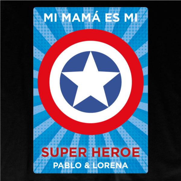 Camiseta personalizada "Mamá Super Capitan 2" dibujo - negra