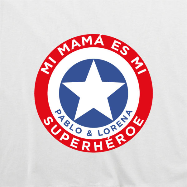 Camiseta personalizada "Mamá Super Capitan" dibujo - blanca