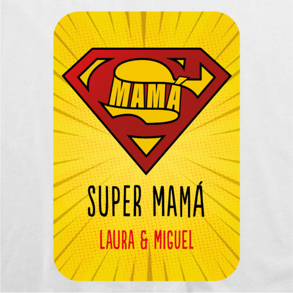 Camiseta personalizada "Super Mamá 2" dibujo - blanca