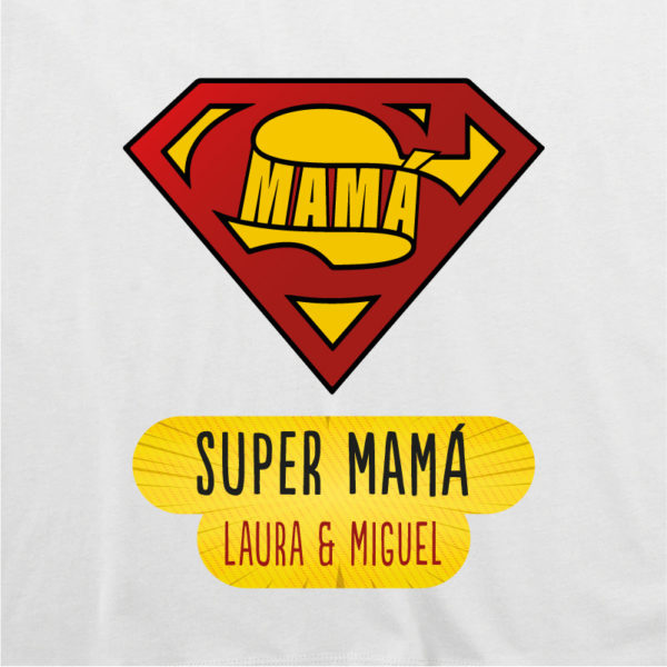 Camiseta personalizada "Super Mamá" dibujo - blanca