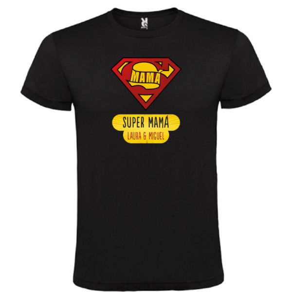 Camiseta personalizada "Super Mamá" - negra