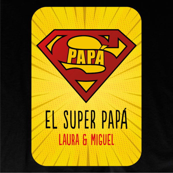 Dibujo camiseta personalizada "Super Papá 2" - negra