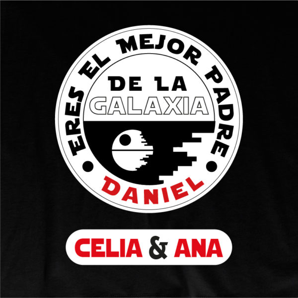 Dibujo camiseta personalizada "Eres el mejor padre de la galaxia" - negra