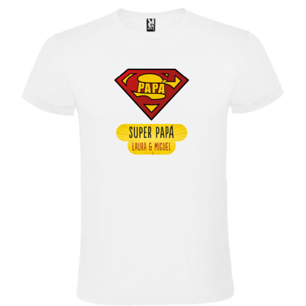 Camiseta personalizada "Super Papá" - blanca