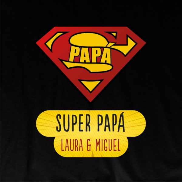 Dibujo de camiseta personalizada "Super Papá" - negra