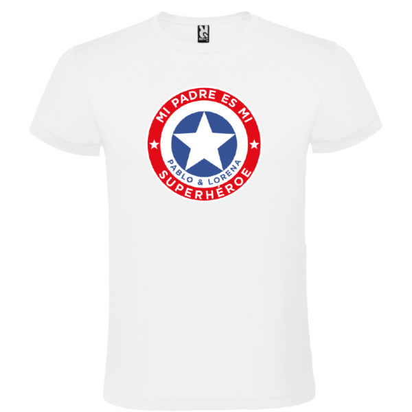 Camiseta personalizada "Mi padre es Super Capitán" - blanca