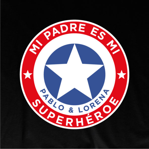 Dibujo de camiseta personalizada "Mi padre es Super Capitán" - negra