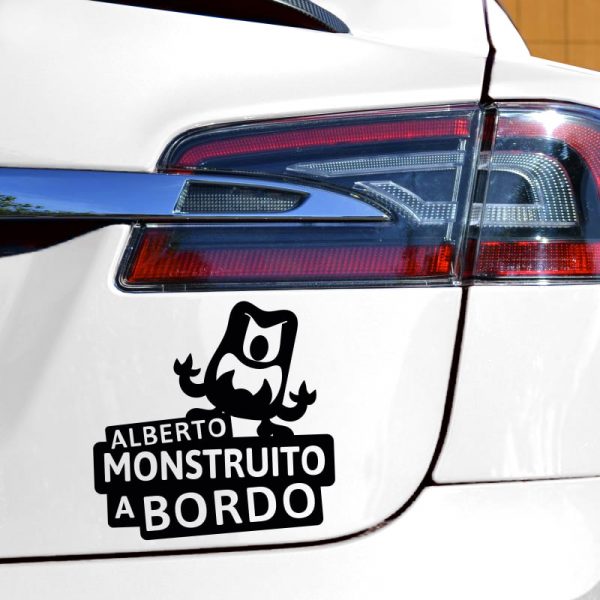 Pegatina Bebé a Bordo - El Monstruito Furioso - en coche con vinilo negro