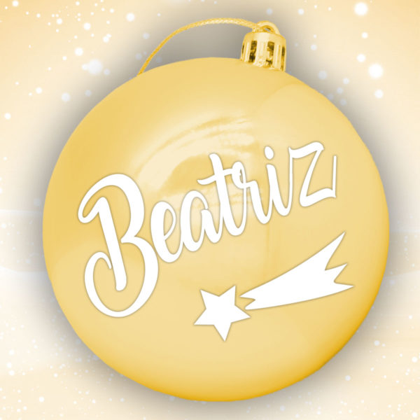 Bola Arbol Navidad Personalizada - Oro Brillo con letras en blanco