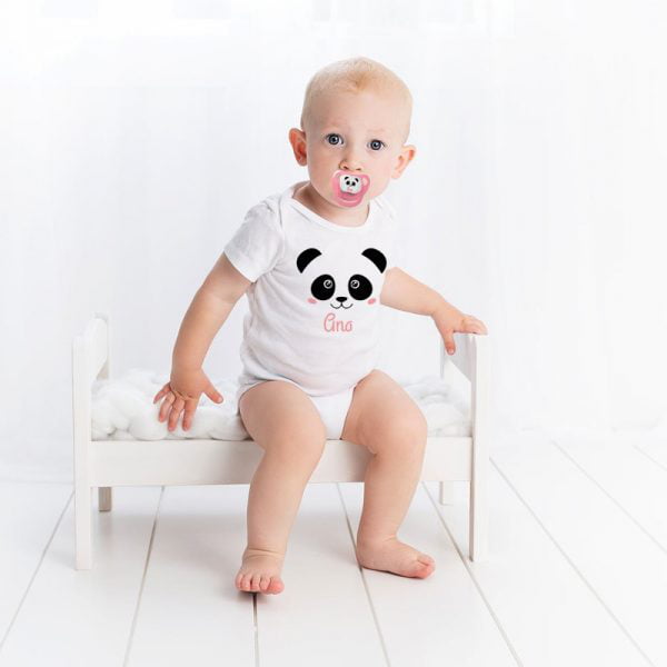 Pack de Body y Chupete Panda Pink con Bebé