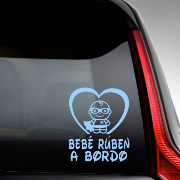 Pegatina personalizada "Bebé a bordo - Super R" en la luna del coche