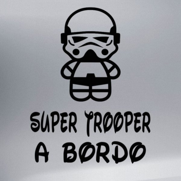 Pegatina personalizada "Bebé a bordo - Super Trooper" en negro