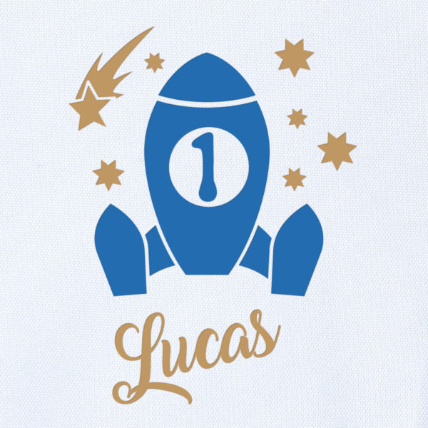 Camiseta Personalizada Cumpleaños Cohete espacial dibujo