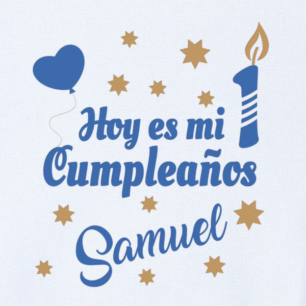 Camiseta Personalizada "Hoy es mi cumpleaños" en Azul Dibujo