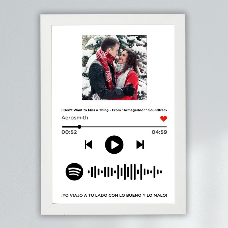 Cuadro especial para regalar a tu pareja con un codigo Spotify + Foto