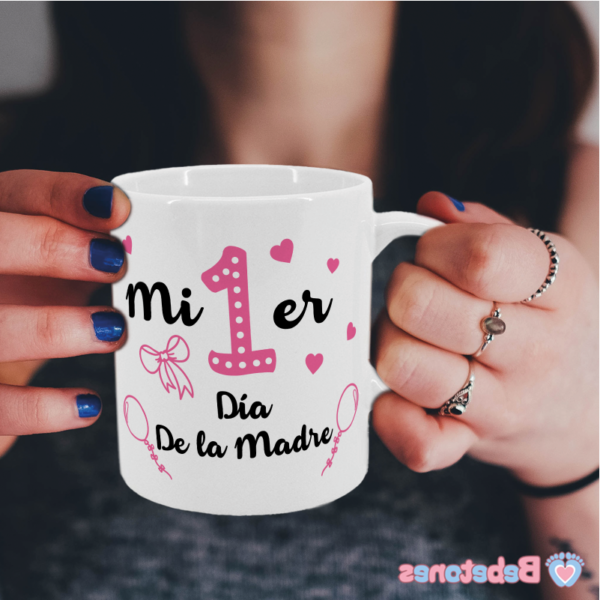 Taza personalizada "Mi 1er día de la madre" fucsia