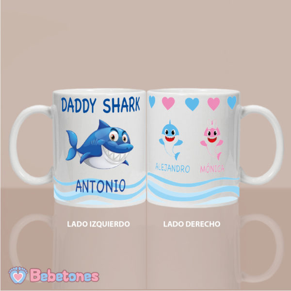 Taza personalizada "Daddy Shark" - ambos lados